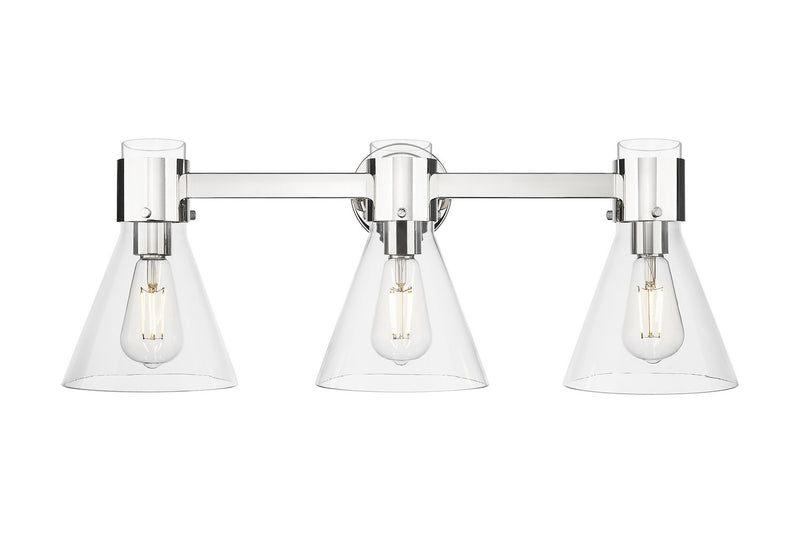 Innovations 464-3W-PN-G464C-7CL Three Light Bath Vanity, Polished Nickel