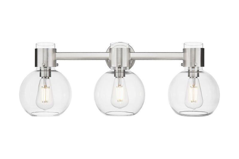 Innovations 464-3W-SN-G464B-7CL Three Light Bath Vanity, Satin Nickel