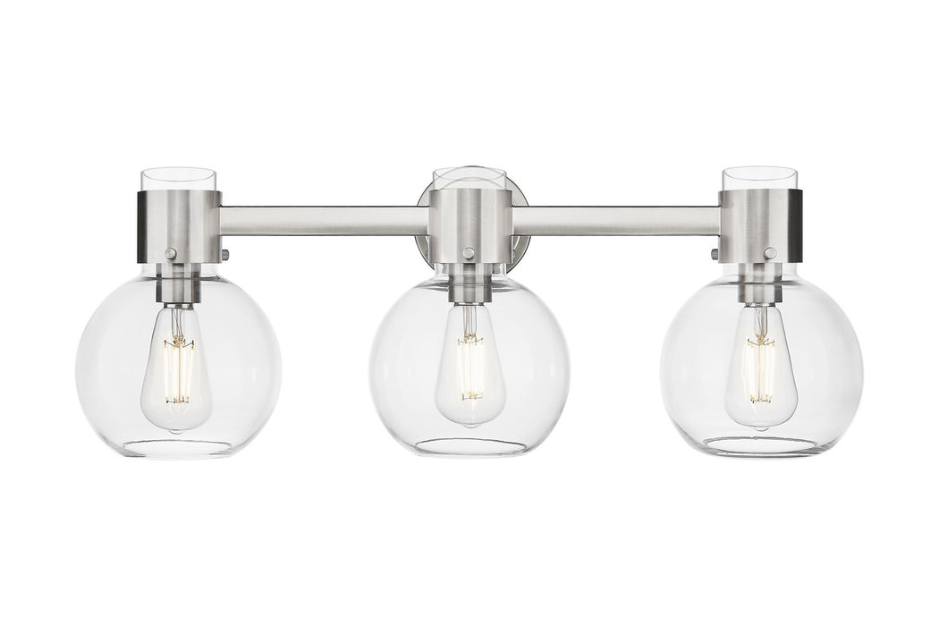 Innovations 464-3W-SN-G464B-7CL Three Light Bath Vanity, Satin Nickel