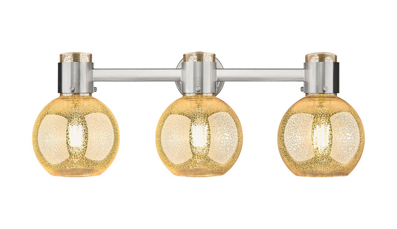 Innovations 464-3W-SN-G464B-7ME Three Light Bath Vanity, Brushed Satin Nickel