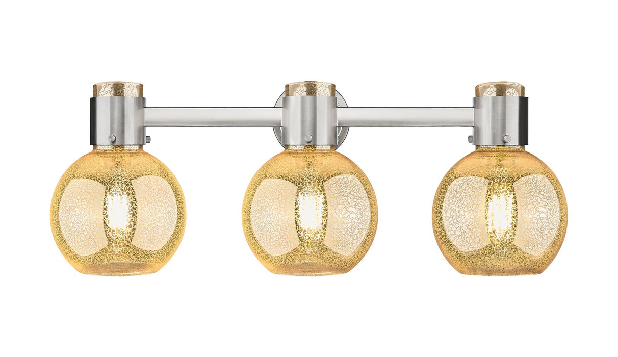 Innovations 464-3W-SN-G464B-7ME Three Light Bath Vanity, Brushed Satin Nickel