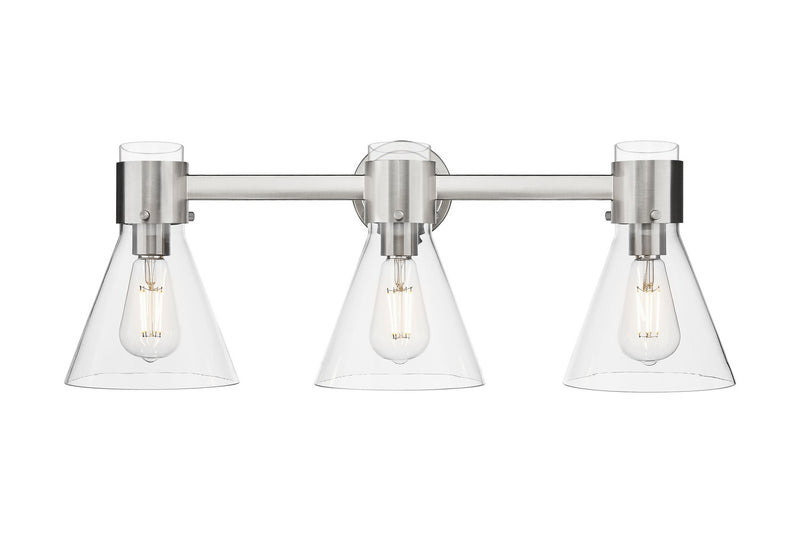 Innovations 464-3W-SN-G464C-7CL Three Light Bath Vanity, Satin Nickel