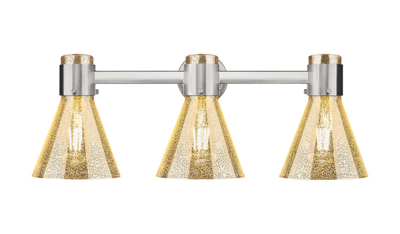 Innovations 464-3W-SN-G464C-7ME Three Light Bath Vanity, Satin Nickel