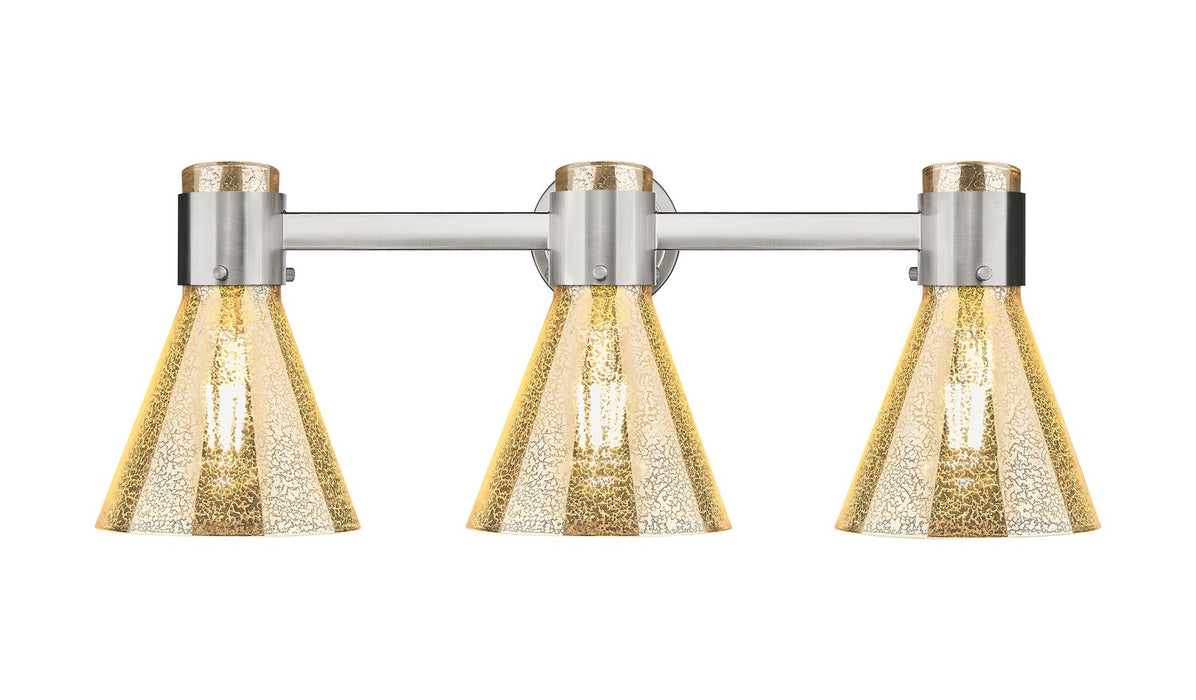 Innovations 464-3W-SN-G464C-7ME Three Light Bath Vanity, Satin Nickel