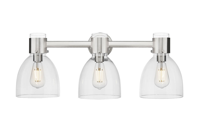 Innovations 464-3W-SN-G464D-7CL Three Light Bath Vanity, Satin Nickel