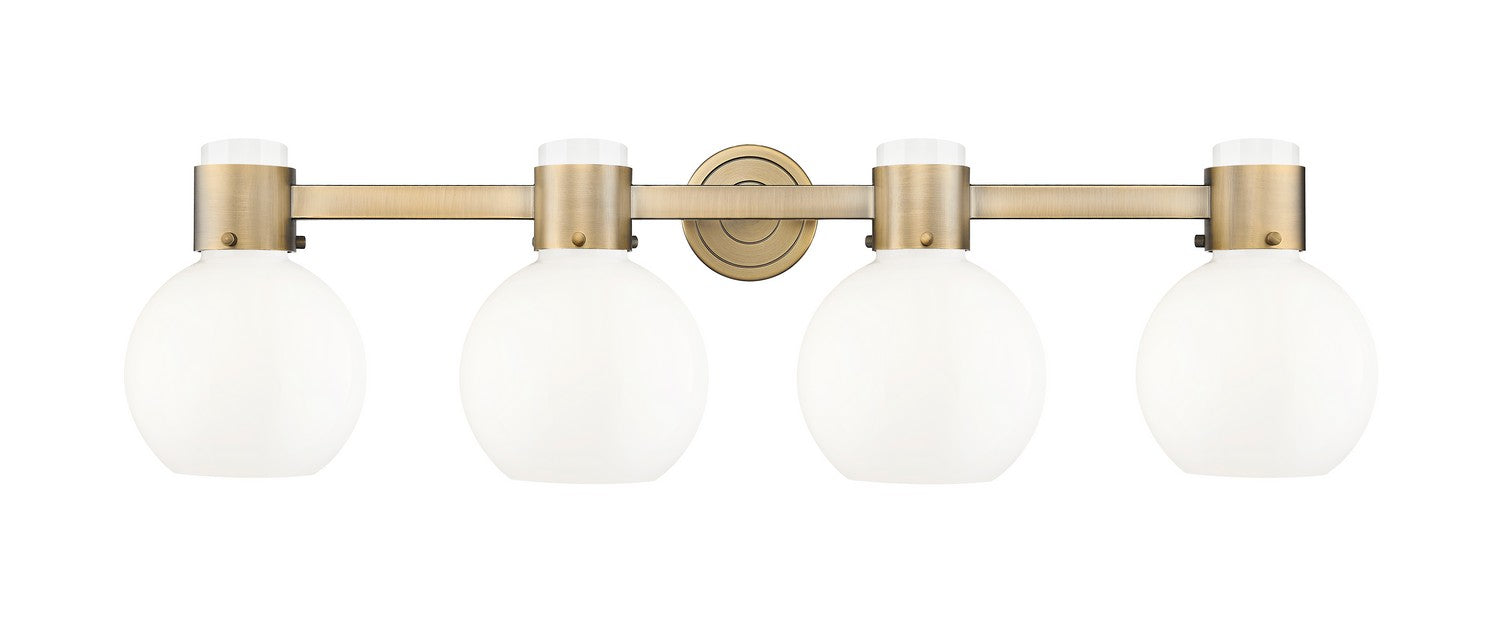 Innovations 464-4W-BB-G464B-7GW Four Light Bath Vanity, Brushed Brass