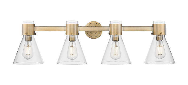 Innovations 464-4W-BB-G464C-7CL Four Light Bath Vanity, Brushed Brass