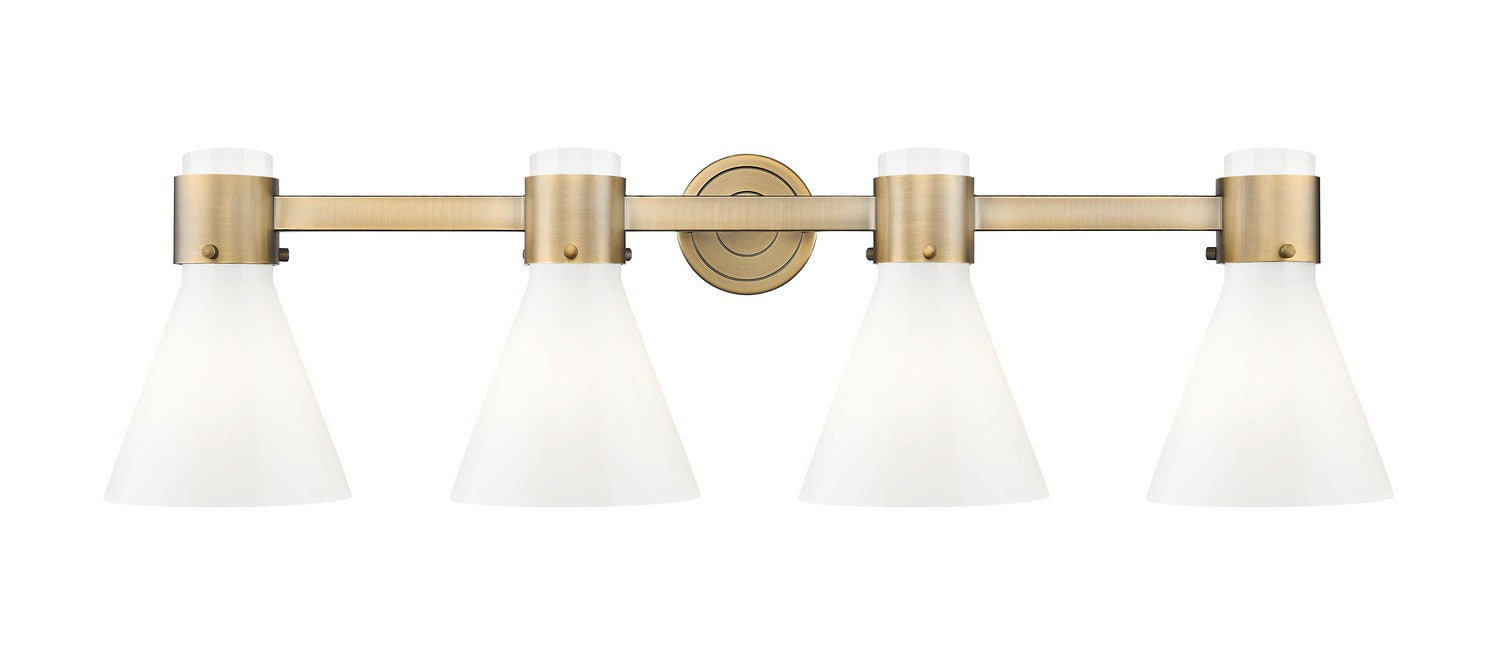 Innovations 464-4W-BB-G464C-7GW Four Light Bath Vanity, Brushed Brass