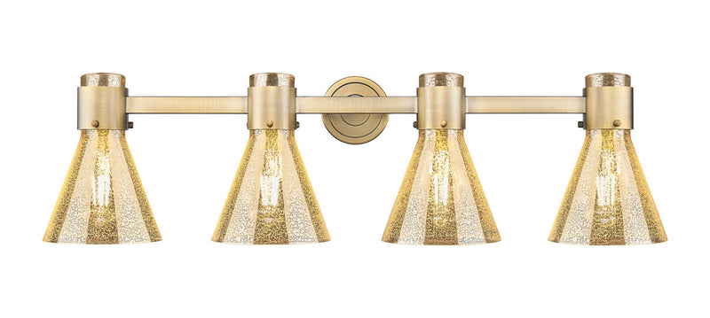 Innovations 464-4W-BB-G464C-7ME Four Light Bath Vanity, Brushed Brass