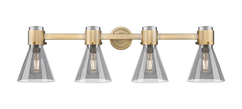 Innovations 464-4W-BB-G464C-7SM Four Light Bath Vanity, Brushed Brass