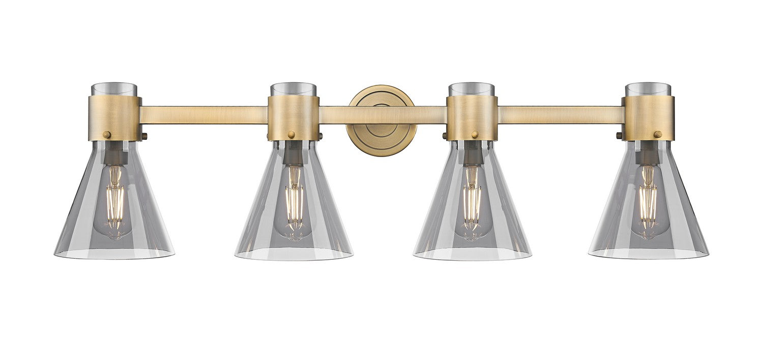 Innovations 464-4W-BB-G464C-7SM Four Light Bath Vanity, Brushed Brass