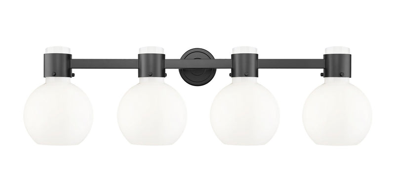 Innovations 464-4W-BK-G464B-7GW Four Light Bath Vanity, Matte Black