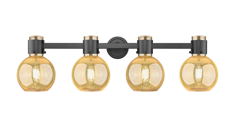 Innovations 464-4W-BK-G464B-7ME Four Light Bath Vanity, Matte Black