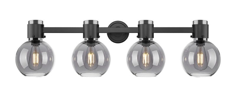 Innovations 464-4W-BK-G464B-7SM Four Light Bath Vanity, Matte Black