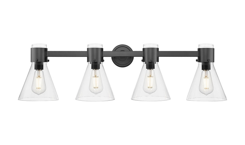 Innovations 464-4W-BK-G464C-7CL Four Light Bath Vanity, Matte Black