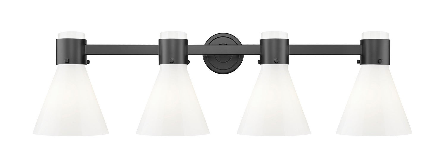 Innovations 464-4W-BK-G464C-7GW Four Light Bath Vanity, Matte Black