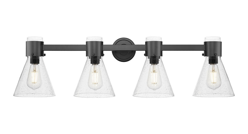 Innovations 464-4W-BK-G464C-7SDY Four Light Bath Vanity, Matte Black