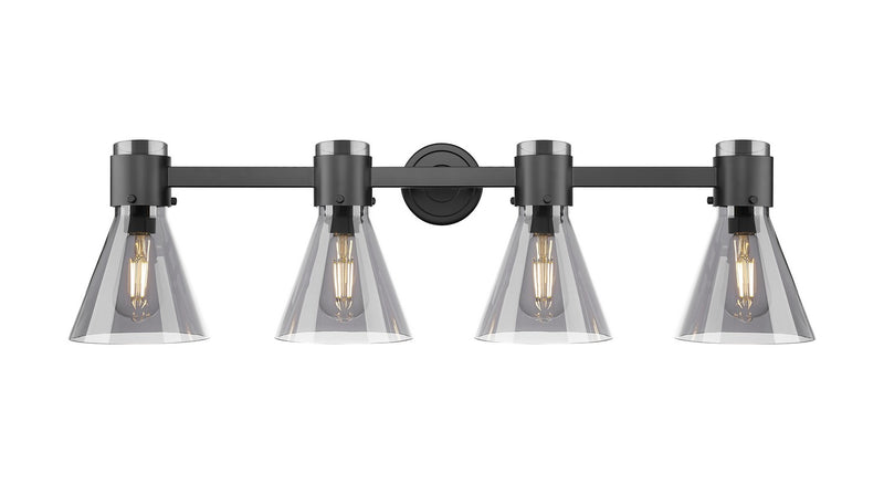 Innovations 464-4W-BK-G464C-7SM Four Light Bath Vanity, Matte Black
