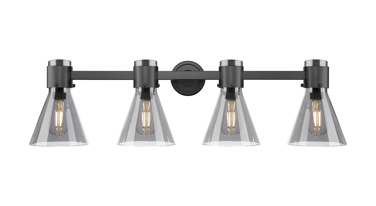 Innovations 464-4W-BK-G464C-7SM Four Light Bath Vanity, Matte Black