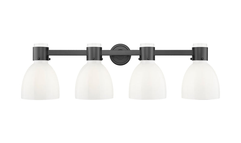 Innovations 464-4W-BK-G464D-7GW Four Light Bath Vanity, Matte Black