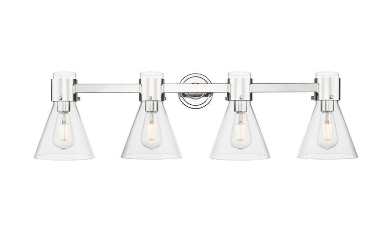 Innovations 464-4W-PN-G464C-7CL Four Light Bath Vanity, Polished Nickel