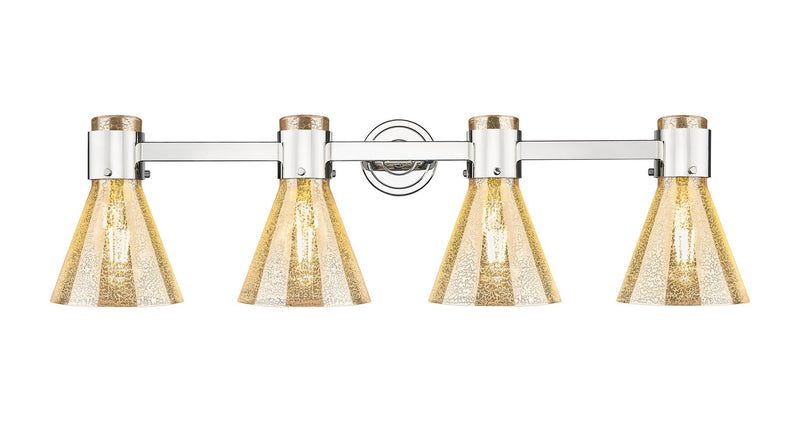 Innovations 464-4W-PN-G464C-7ME Four Light Bath Vanity, Polished Nickel