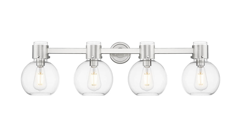 Innovations 464-4W-SN-G464B-7CL Four Light Bath Vanity, Satin Nickel
