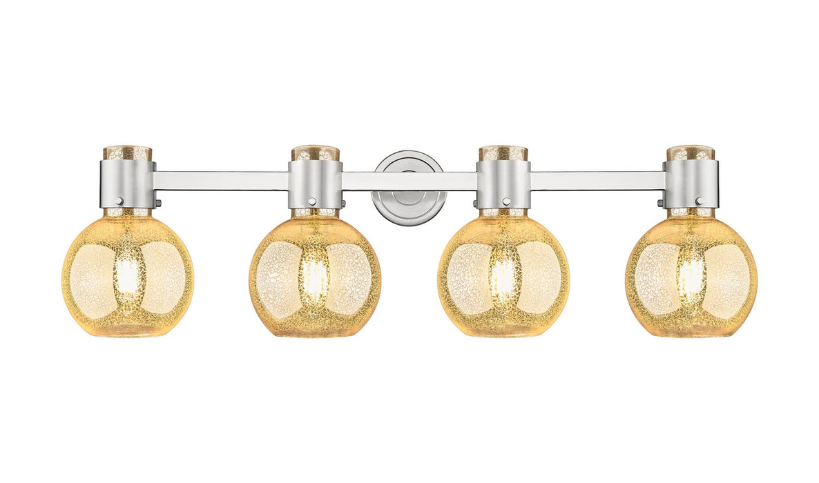 Innovations 464-4W-SN-G464B-7ME Four Light Bath Vanity, Brushed Satin Nickel