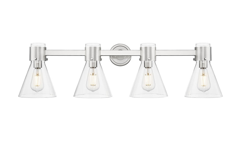 Innovations 464-4W-SN-G464C-7CL Four Light Bath Vanity, Satin Nickel