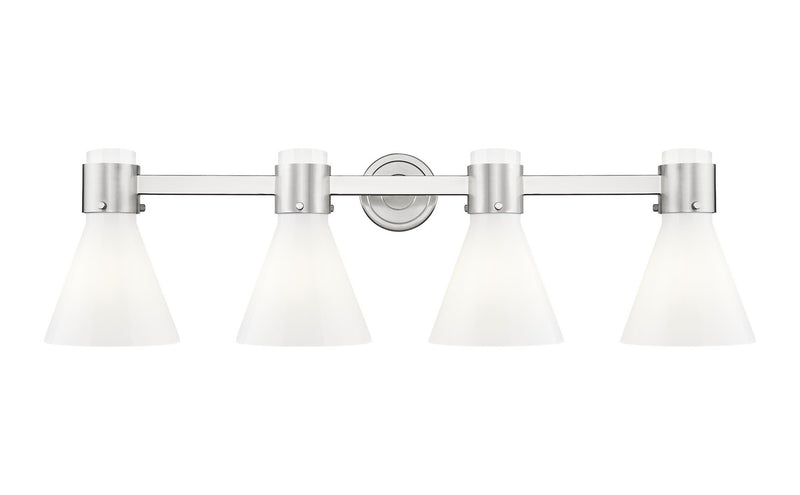 Innovations 464-4W-SN-G464C-7GW Four Light Bath Vanity, Satin Nickel