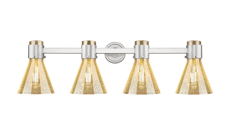 Innovations 464-4W-SN-G464C-7ME Four Light Bath Vanity, Satin Nickel