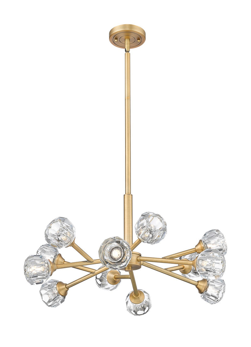 Innovations 465-12CR-BB-G465-CL 12 Light Chandelier, Brushed Brass