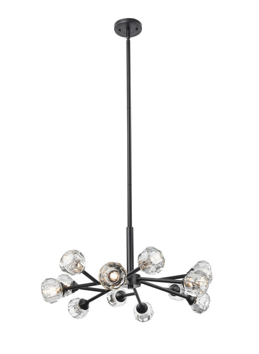 Innovations 465-12CR-BK-G465-CL 12 Light Chandelier, Matte Black