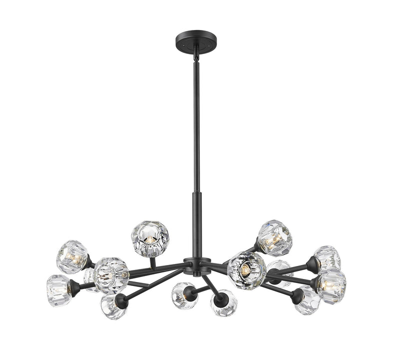 Innovations 465-14CR-BK-G465-CL 14 Light Chandelier, Matte Black
