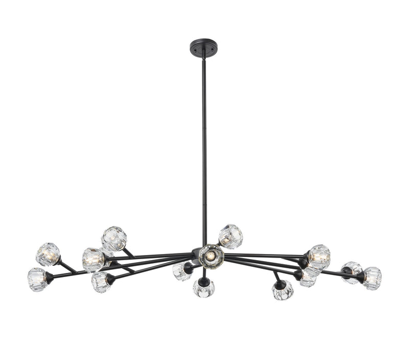 Innovations 465-16I-BK-G465-CL 16 Light Chandelier, Matte Black