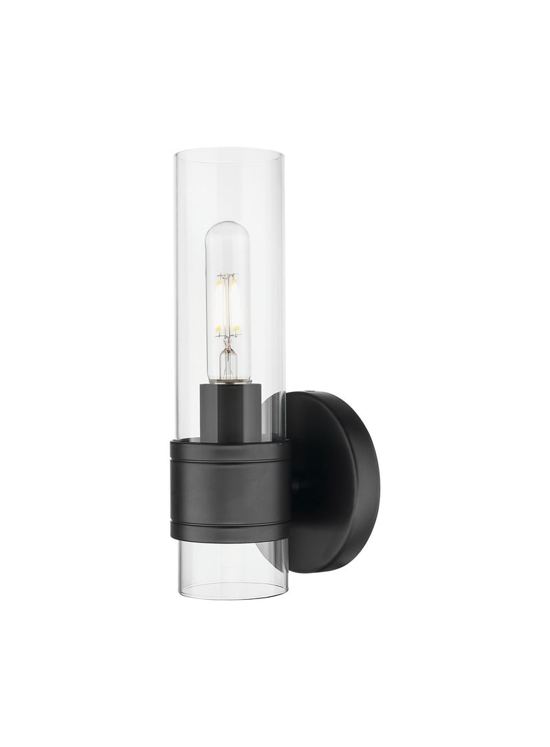 Innovations 467-1W-BK-G467-CL One Light Wall Sconce, Matte Black