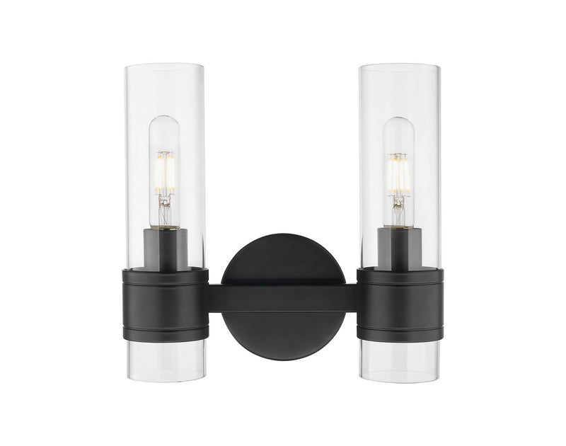 Innovations 467-2W-BK-G467-CL Two Light Bath Vanity, Matte Black