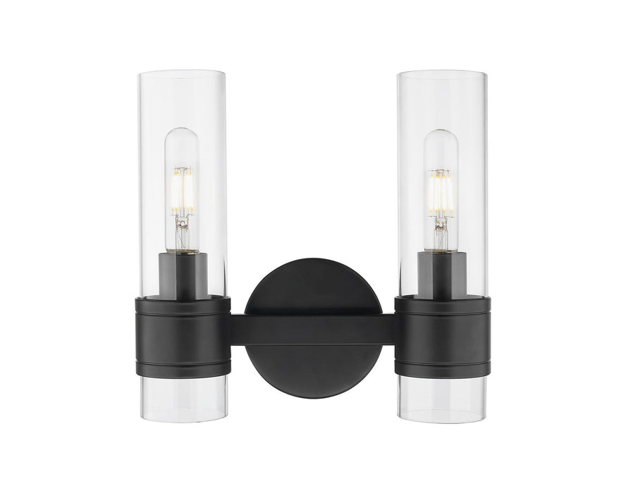 Innovations 467-2W-BK-G467-CL Two Light Bath Vanity, Matte Black