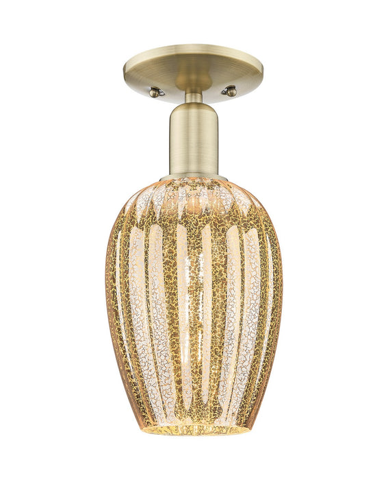 Innovations 716-1C-AB-G457-6ME One Light Semi-Flush Mount, Antique Brass