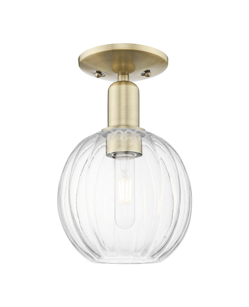 Innovations 716-1C-AB-G458-7CL One Light Semi-Flush Mount, Antique Brass