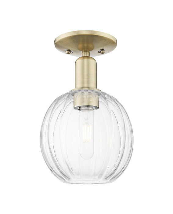 Innovations 716-1C-AB-G458-7CL One Light Semi-Flush Mount, Antique Brass