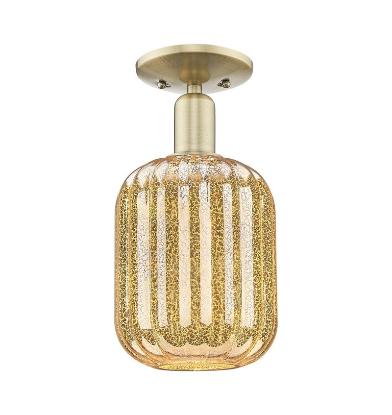 Innovations 716-1C-AB-G460-7ME One Light Semi-Flush Mount, Antique Brass