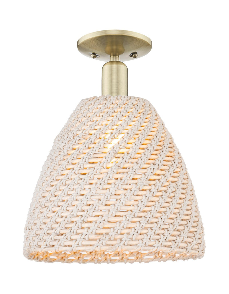 Innovations 716-1C-AB-NBD-12-NAT One Light Semi-Flush Mount, Antique Brass