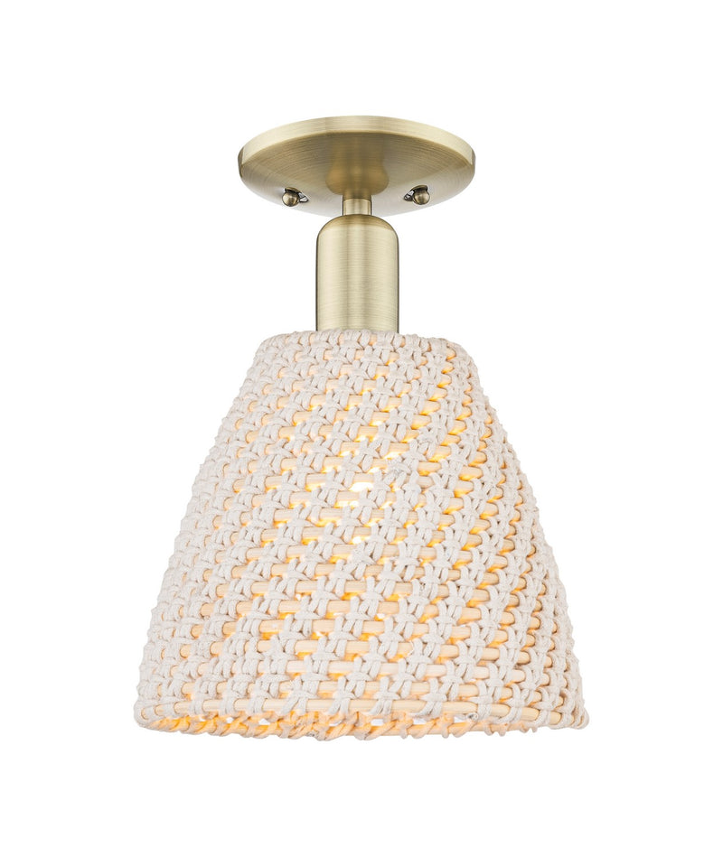 Innovations 716-1C-AB-NBD-9-NAT One Light Semi-Flush Mount, Antique Brass