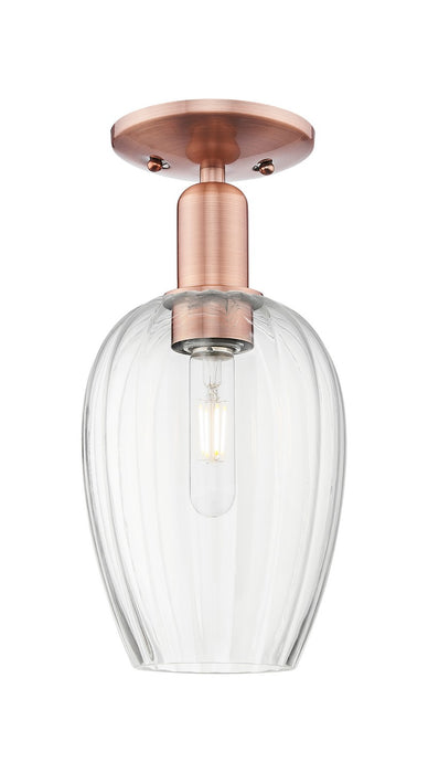 Innovations 716-1C-AC-G457-6CL One Light Semi-Flush Mount, Antique Copper