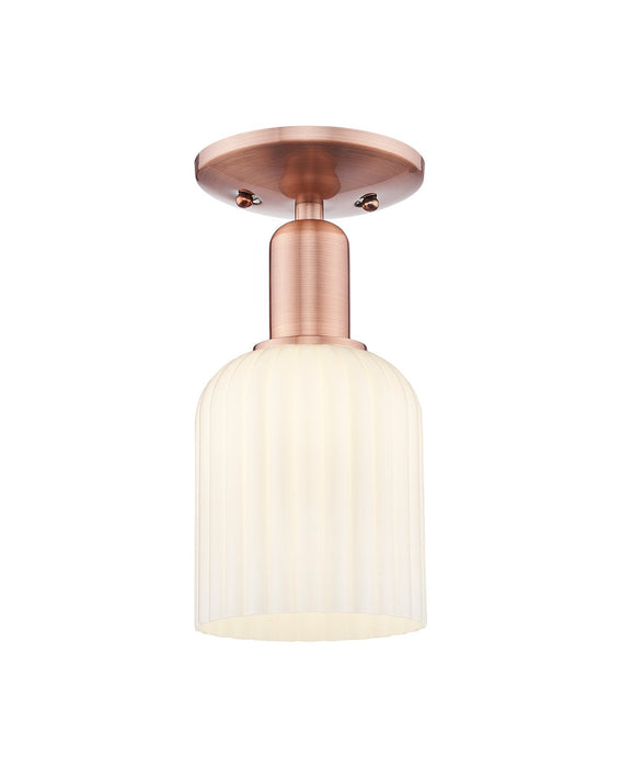 Innovations 716-1C-AC-G559-5GWH One Light Semi-Flush Mount, Antique Copper