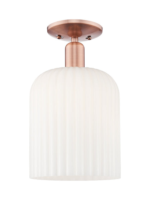 Innovations 716-1C-AC-G559-8GWH One Light Semi-Flush Mount, Antique Copper