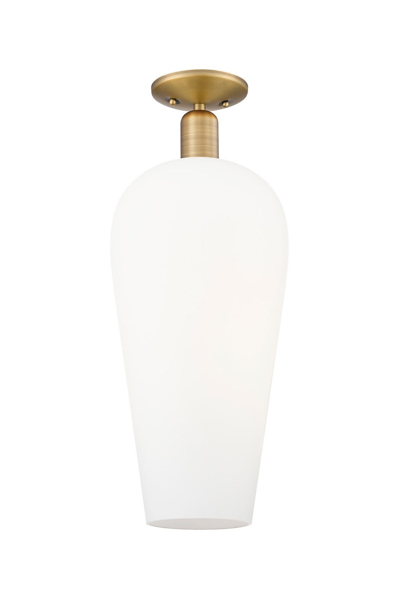 Innovations 716-1C-BB-G456-8WH One Light Semi-Flush Mount, Brushed Brass