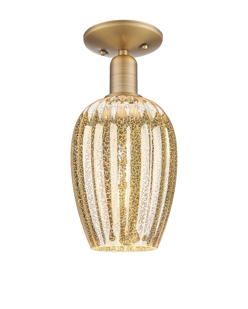 Innovations 716-1C-BB-G457-6ME One Light Semi-Flush Mount, Brushed Brass