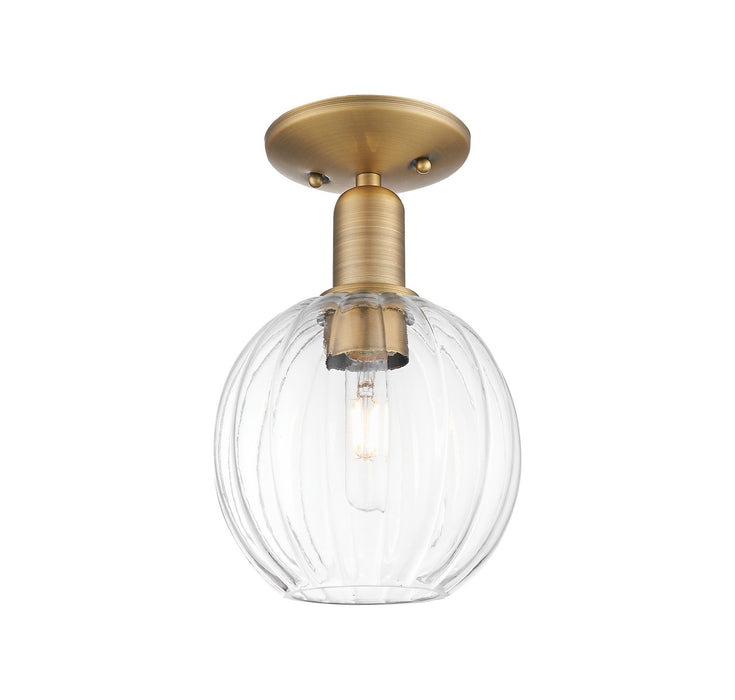 Innovations 716-1C-BB-G458-7CL One Light Semi-Flush Mount, Brushed Brass